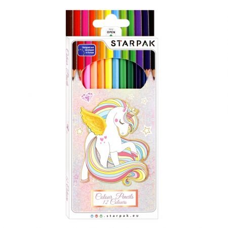 Kredki Ołówkowe Trójkątne 12 Kolorów Unicorn Starpak