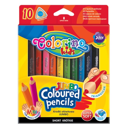 Kredki ołówkowe, trójkątne, Colorino kids, 10 kolorów Colorino