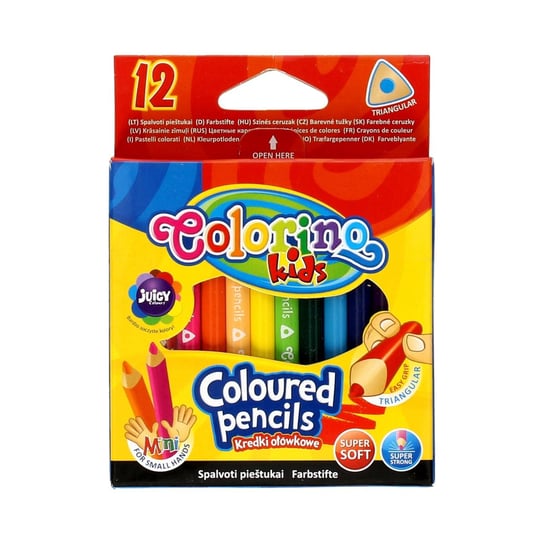 Kredki  ołówkowe, trójkątne, Colorino Kids, 12 kolorów Colorino