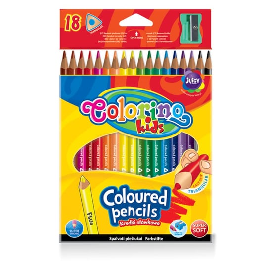 Kredki ołówkowe, trójkątne, Colorino Kids, 18 kolorów Colorino