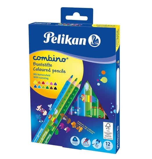 Kredki ołówkowe trójkątne Combino, 12 kolorów Pelikan