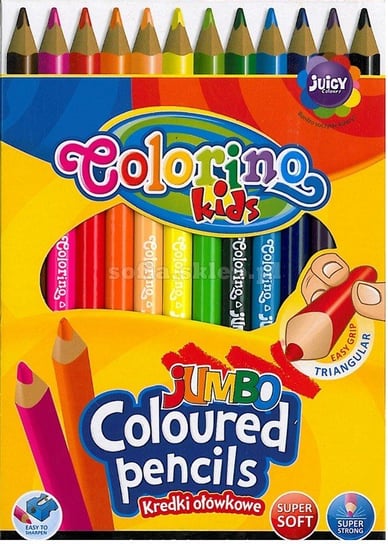 Kredki ołówkowe, trójkątne jumbo, Colorino Kids, 12 kolorów Patio