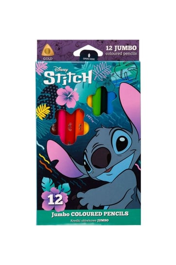 Kredki Ołówkowe Trójkątne Jumbo Disney Core Stitch 12 Kolorów Patio