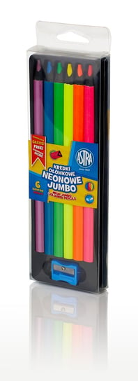 Kredki ołówkowe, trójkątne jumbo - neonowe, 6 kolorów Astra