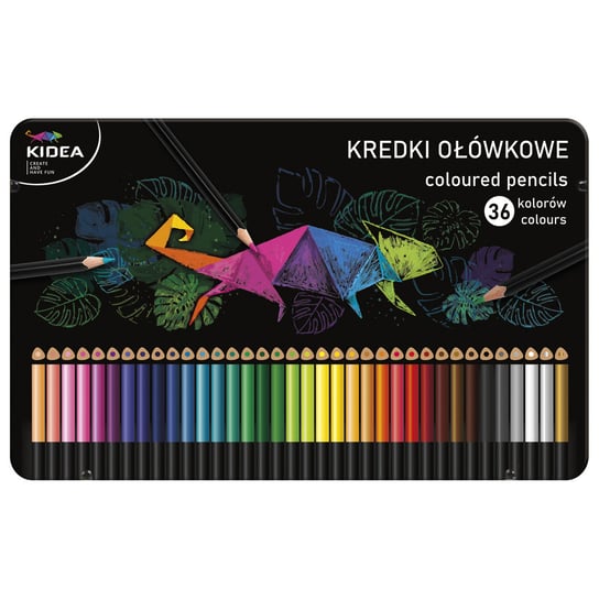 Kredki ołówkowe trójkątne Kidea 36 kolorów w metalowym pudełku KIDEA