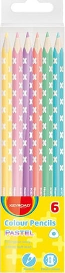 Kredki ołówkowe trójkątne, pastelowe, 6 kolorów Keyroad