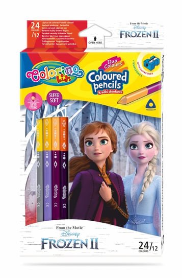Kredki ołówkowe, trójkątne z temperówką, Colorino Kids, Frozen, 24 kolory Colorino