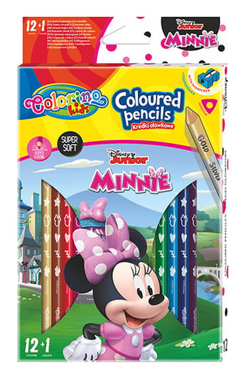 Kredki ołówkowe, trójkątne z temperówką, Colorino Kids, Minnie, 13 kolorów Colorino