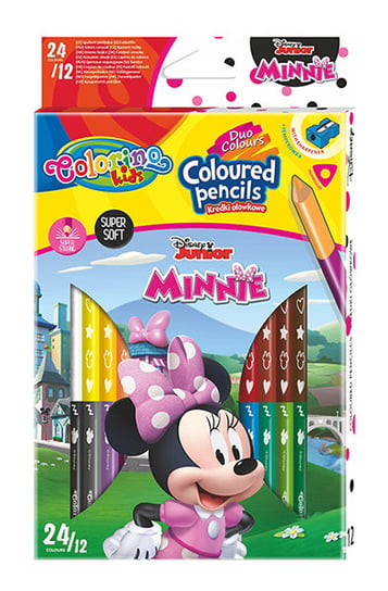 Kredki ołówkowe, trójkątne z temperówką, Colorino Kids, Minnie, 24 kolory Colorino