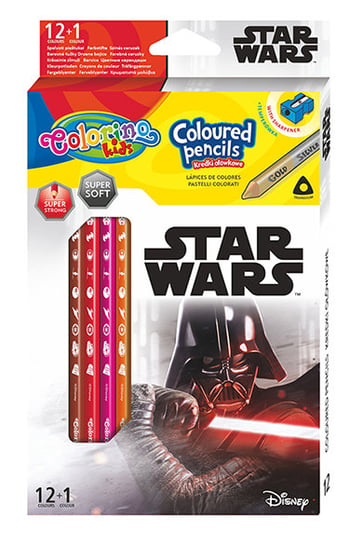 Kredki ołówkowe, trójkątne z temperówką, Colorino Kids, Star Wars, 13 kolorów Colorino