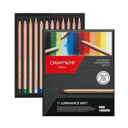 Kredki rysunkowe, Luminance 6901, Caran D Ache, 12 Sztuk W Pudełku CARAN D'ACHE
