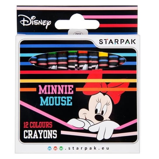 Kredki świecowe, Minnie Mouse, 12 kolorów Starpak