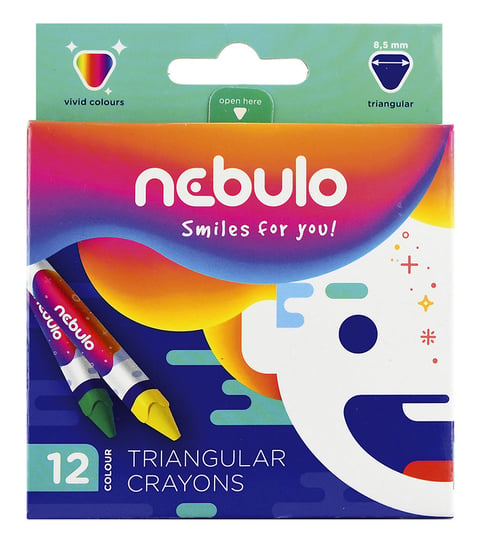 Kredki świecowe Nebulo, trójkątne, 12 kolorów Panta Plast