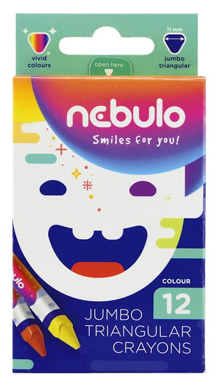 Kredki świecowe Nebulo, trójkątne jumbo, 12 kolorów Panta Plast