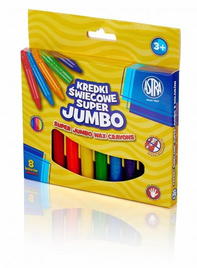 Kredki świecowe super Jumbo 8 kolorów - 14mm/100mm Astra