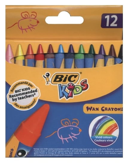 Kredki świecowe, Wax Crayons, 12 kolorów BIC