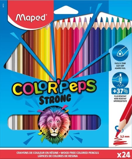 Kredki trójkątne, Color Peps Strong, 24 kolory Maped