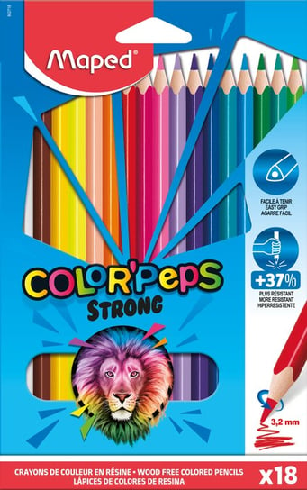 Kredki trójkątne, Colorpeps Strong, 18 kolorów Maped