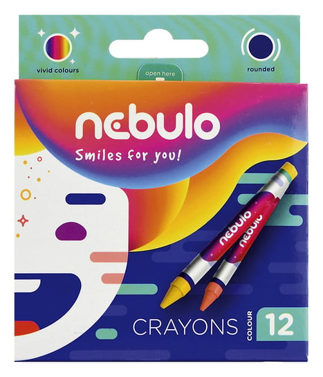 Kredki woskowe, 12 kolorów Nebulo