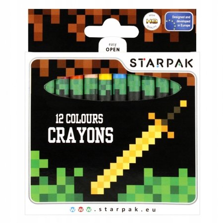 Kredki Woskowe Świecowe 12 Kolorów Pixel Game Starpak