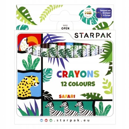 Kredki Woskowe Świecowe 12 Kolorów Safari Starpak