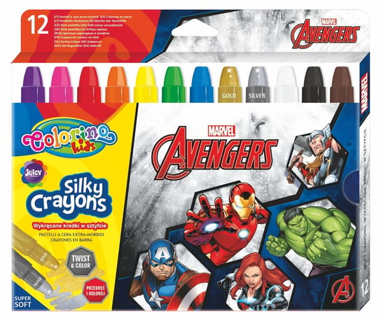 Kredki żelowe, wykręcane, Colorino Kids, Avengers, 12 kolorów Colorino