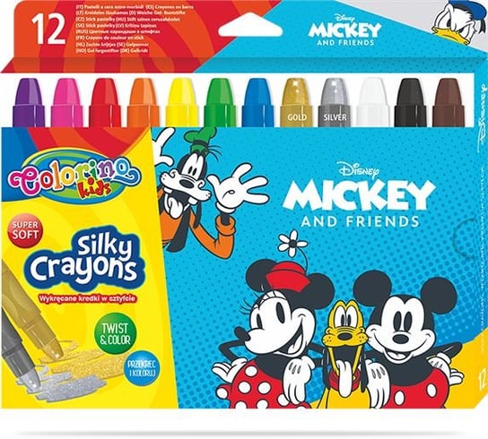 Kredki żelowe, wykręcane, Colorino Kids, Mickey, 12 kolorów Colorino