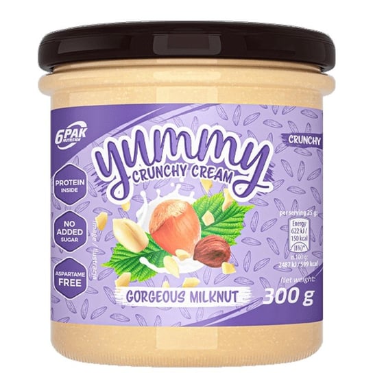 Krem 6Pak Yummy Crunchy Cream 300G Gorgeous Milknut Mleczny Orzech 6PAK NUTRITION