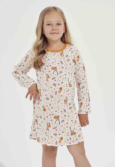 Kremowa koszula nocna dziewczęca z wzorem w sarenki marki Taro Taro