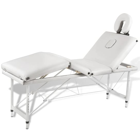 Kremowo-biały składany stół do masażu 4 strefy z aluminiową ramą vidaXL