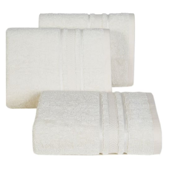 Kremowy ręcznik z żakardową bordiurą 550G/m2 50X90 NEFRE Eurofirany