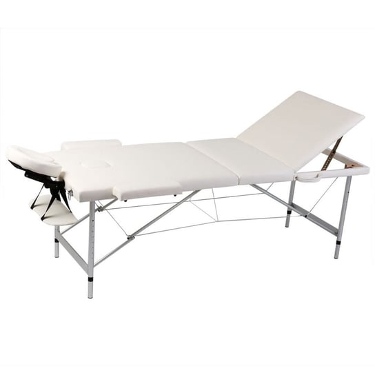 Kremowy składany stół do masażu 3 strefy z aluminiową ramą vidaXL