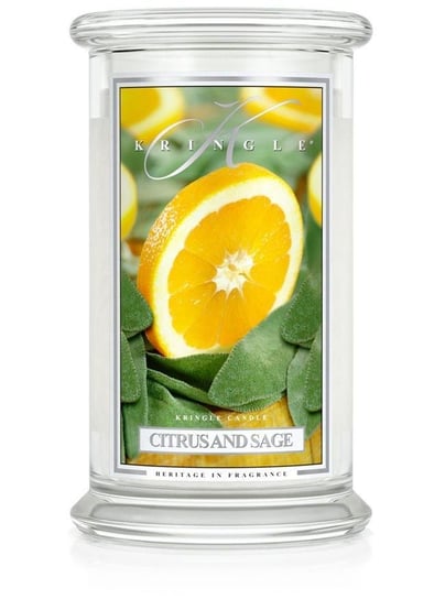 Kringle Candle, Citrus and Sage, świeca zapachowa, duży słoik, 2 knoty Kringle Candle