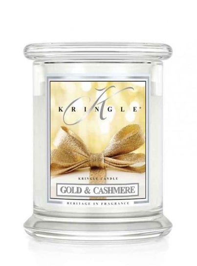 Kringle Candle, Gold & Cashmere, świeca zapachowa, średni słoik, 2 knoty Kringle Candle