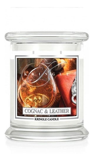 Kringle Candle Średnia Świeca Zapachowa Z Dwoma Knotami Cognac & Leather 411G Kringle Candle