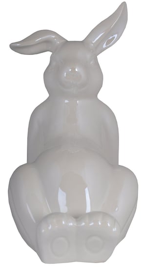 Królik leżący ceramiczny duży, biały, 15x20x22 cm Ewax