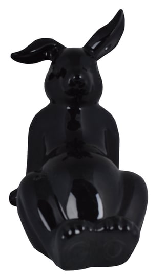 Królik leżący ceramiczny duży, czarny, 15x20x22 cm Ewax