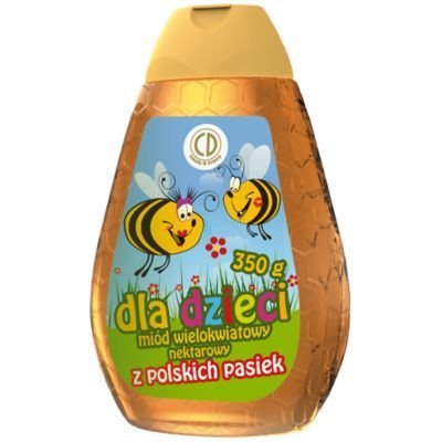 Królowa Pszczół, Miód wielokwiatowy pszczeli i nektarowy z dozownikiem dla dzieci, 350 g CD Królowa Pszczół