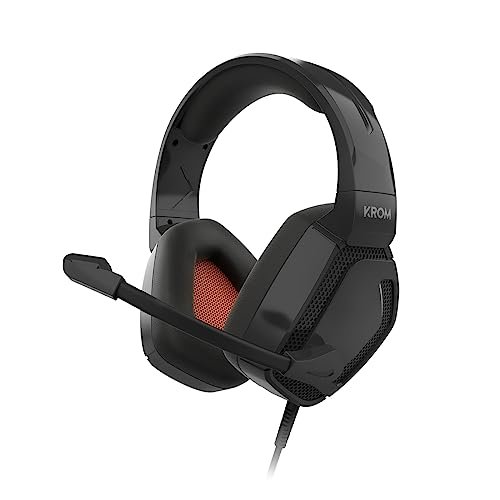 KROM Gaming KOPA PRO - zestaw słuchawkowy stereo, głośniki 50 mm, regulacja głośności, regulowany pałąk, elastyczny mikrofon, PC, PS4-Ps5, przełącznik, smartfony, tablety, czarny Game Technologies