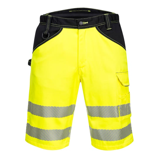 Krótkie spodnie ostrzegawcze PW3 Czarny Żółty 38 Portwest
