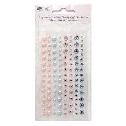 Kryształki i perły samoprzylepne 120szt. Pink Blue dpCraft