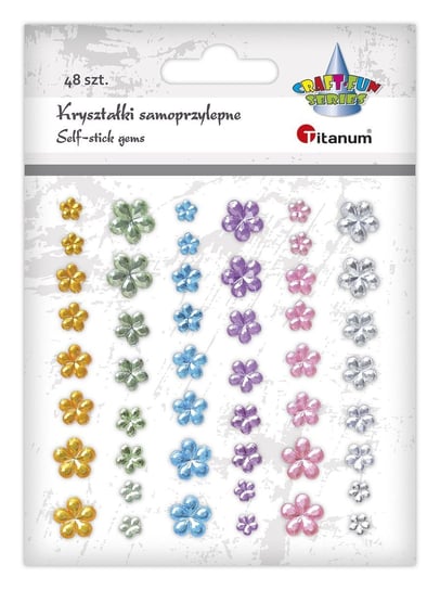 Kryształki samoprzylepne kolorowe kwiatki 48szt Titanum Titanum