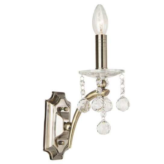 Kryształowa LAMPA ścienna BAJO 9341/1W-AB Italux kinkiet OPRAWA świecznikowa crystal brąz antyczny przezroczysta ITALUX