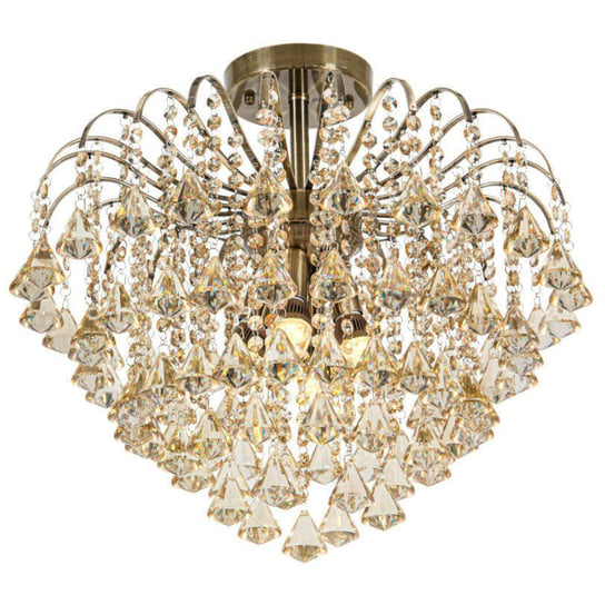 Kryształowa LAMPA sufitowa ELM5193/4 21QG MDECO metalowa OPRAWA crystal glamour mosiądz bursztynowa Mdeco