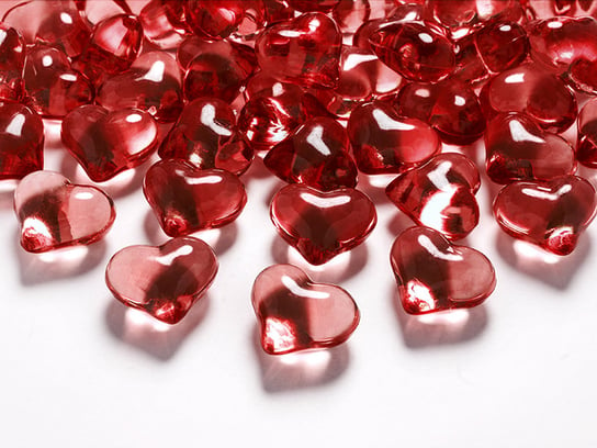 Kryształowe serca, czerwony, 21 mm, 30 sztuk PartyDeco