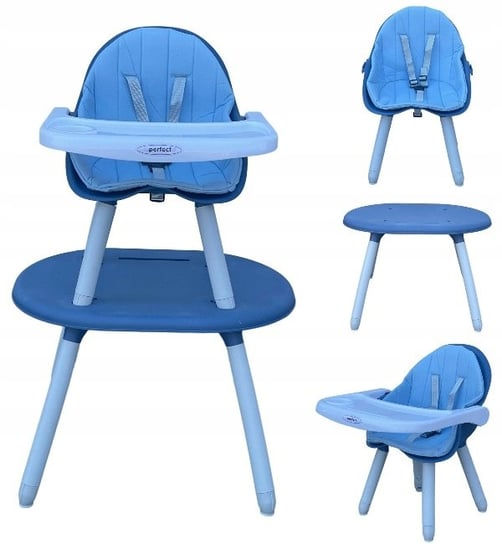 Krzesełko Do Karmienia 4W1 Taca Fotelik Stolik Niebieskie Bemi