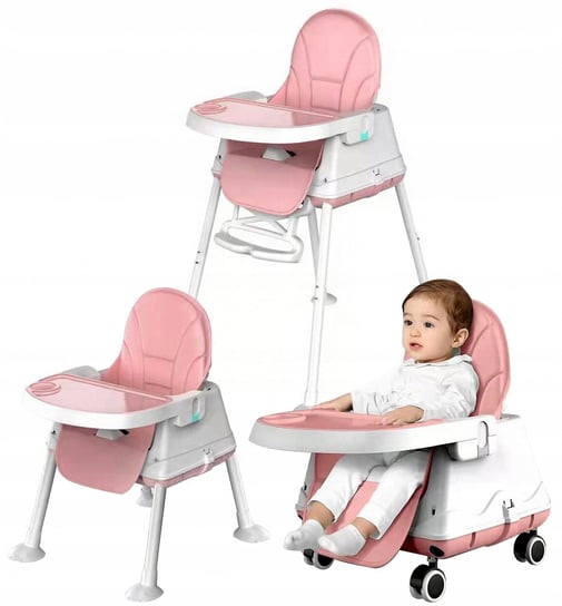 Krzesełko Do Karmienia Dla Dzieci 3W1 Taca Fotelik Różowe Jakość Bemi