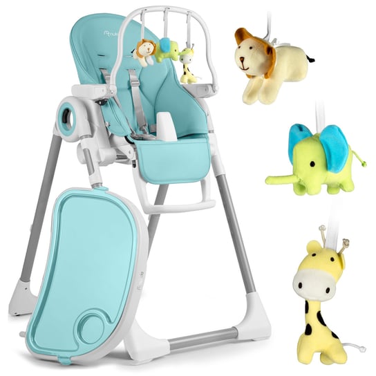 Krzesełko Do Karmienia Dla Dzieci Belo Nukido Jasno Niebieskie + Pałąk Z Zabawkami Nukido
