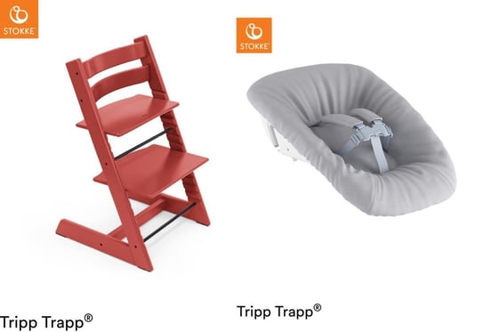 Krzesełko Stokke Tripp Trapp Warm Red + Newborn set GREY Stokke
