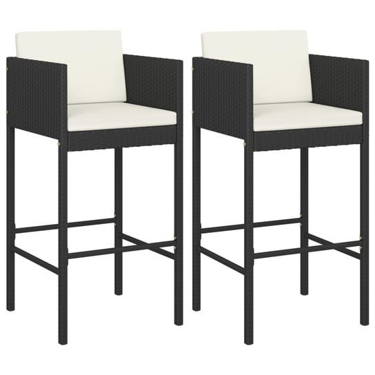 Krzesła barowe polirattanowe, czarne, 50x48x100 cm Zakito